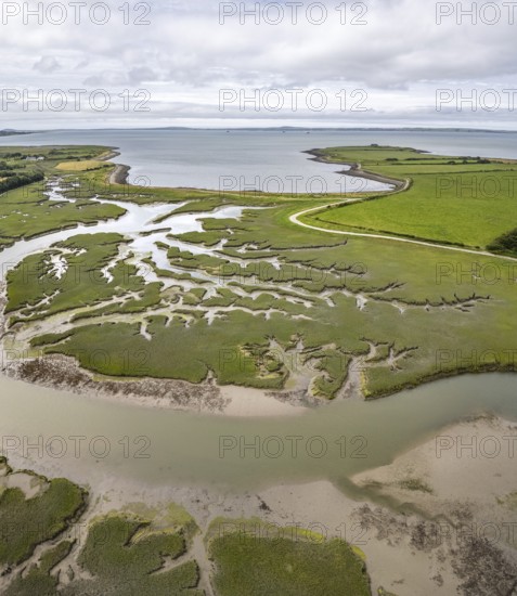 Aerial view of structures of watercourses in a wetland, Carrig, Kerry, Ireland