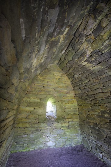 Interior view of Gallarus Oratory Early Christian Church, Kilmalkedar, Kerry, Ireland