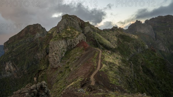 Sunset at Pico do Arieiro, hiking trail PR1, Madeira, Portugal