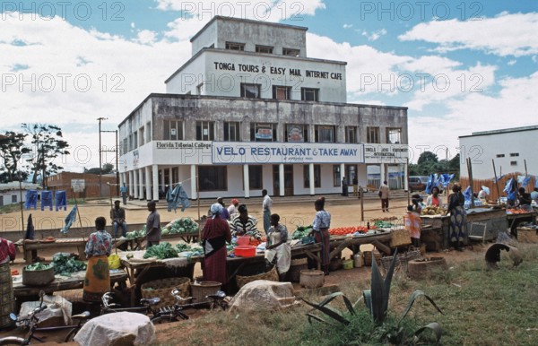 Market in the city center of Mzuzu Town, Malawi, Africa, June 2000, vintage, retro, old, historic