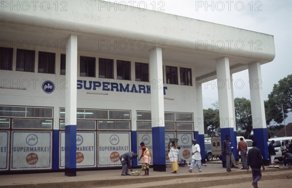 Supermarket in the city center of Mzuzu Town, Malawi, Africa, June 2000, vintage, retro, old, historic