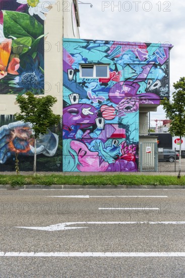 Wall painting, street art in the Bell area, Basel