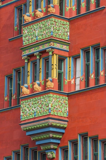 Exterior view of the relief faÃ§ade of the Red Town Hall, Market Square, Basel