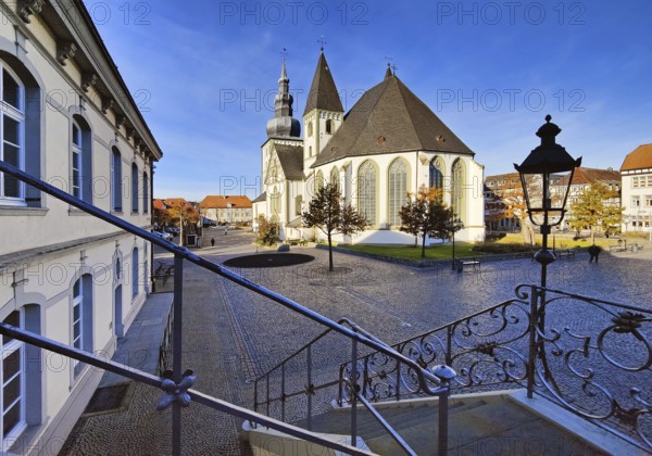 Great St. Mary's Church seen from City Hall, Rathausplatz, Lippstadt, North Rhine-Westphalia, Germany
