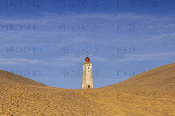 Rubjerg Knude Fyr, Rubjerg Knude lighthouse in the sand dunes on the top of LÃ¸nstrup Klint, HjÃ¸rring, North Jutland, Denmark