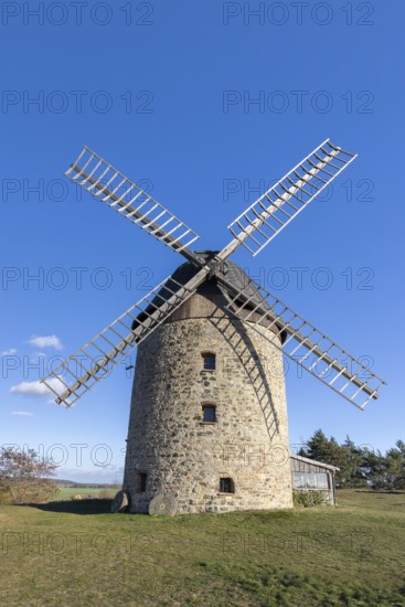 1855 Warnstedter MÃ¼hle, TeufelsmÃ¼hle, stone windmill in the village Warnstedt, Thale, Harz district, Saxony-Anhalt, Sachsen-Anhalt, Germany