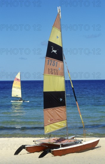 Catamarans at Kande Beach on Lake Malawi, Malawi, Africa, July 2000, vintage, retro, old, historic