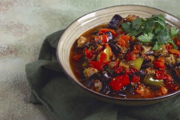 Ajapsandali, cold appetizer, vegetable stew, stewed vegetables, Caucasian cuisine