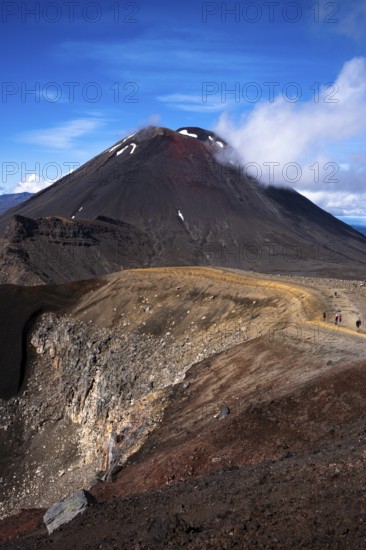 Mount Ngauruhoe, Red Crater and the Tongariro Alpine Crossing hiking trail, Tongariro National Park. North Island, New Zealand