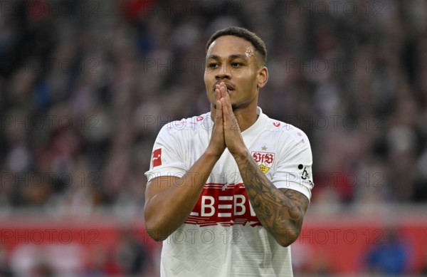 Nikolas Nartey VfB Stuttgart (28) disappointed gesture gesture MHPArena, MHP Arena Stuttgart, Baden-WÃ¼rttemberg, Germany