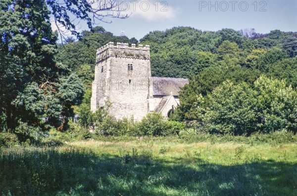 Village parish church of St Brynach, Nevern, Pembrokeshire, Wales, UK 15 July 1971