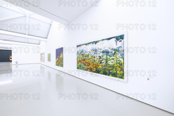 Detailed photos of colorful, modern works of art in a bright gallery environment, Open Horizons exhibition, Schauwerk Sindelfingen, Böblingen district, Germany