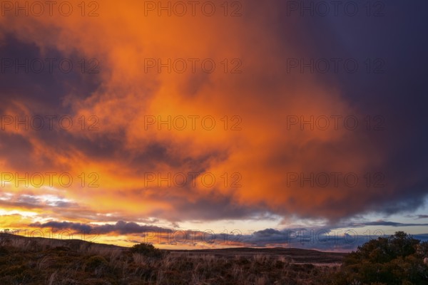 Cloudy sky at sunset, Tama Lake Walk (Tama Lakes Track) . Tongariro National Park, North Island, New Zealand
