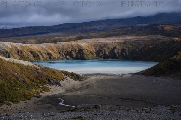 View of Lower Tama Lake, Tama Lake Walk (Tama Lakes Track), Tongariro National Park, North Island, New Zealand