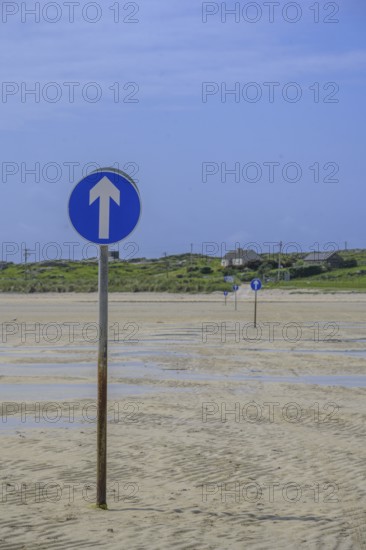 Autoroute sign only passable at low tide, Omey Island, Sillerna, County Galway, Ireland