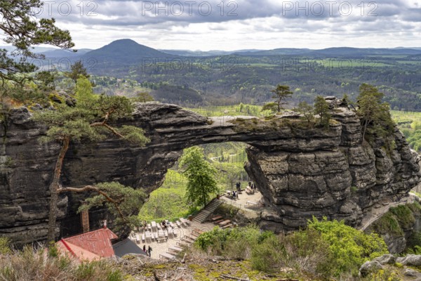 The Prebischtor rock arch in the Bohemian Switzerland National Park near HÅ™ensko, Czech Republic