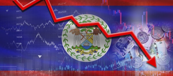 Belize Financial Crisis on Economic Graph. Financial Fall Belizean on Economy Market