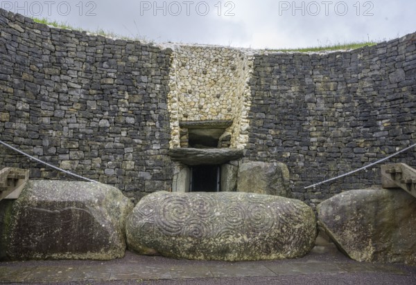 Entrance to the Newgrange megalithic complex, Mellifont, County Meath, Ireland