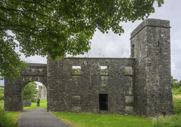 Fore Abbey annex with gate, Fore, County Westmeath, Ireland