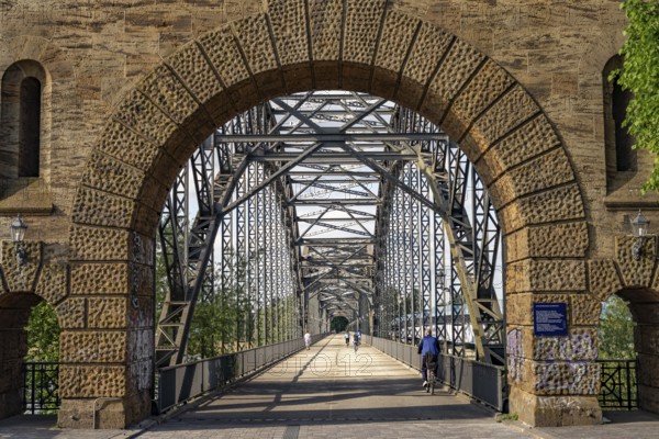 Bikes on the Old Harburg Elbe Bridge in Harburg, Hamburg, Germany