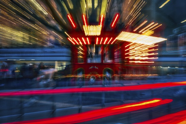 Zurich fairy tale tram with light trails, tram as fairy tale, Zurich, Canton of Zurich, Switzerland