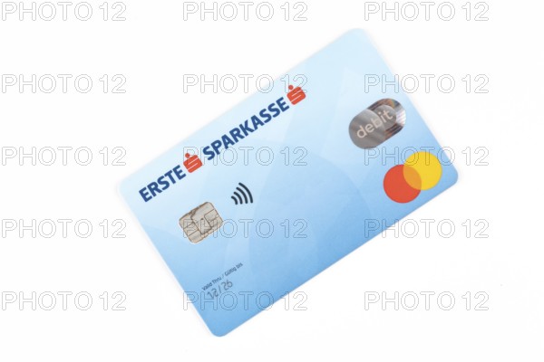 Sparkasse blue debit card with Mastercard logo and chip