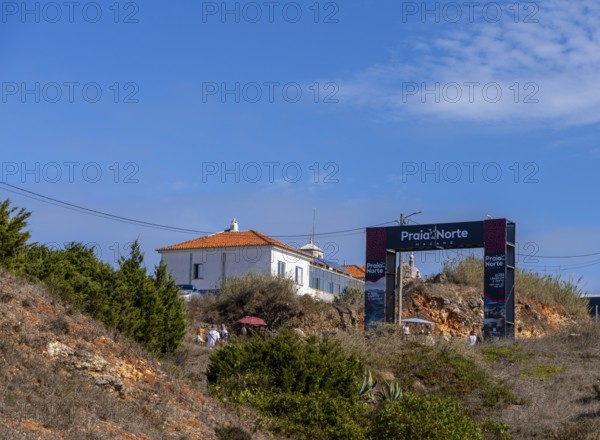Praia de Norte access to Farol de Nazare lighthouse, Portugal