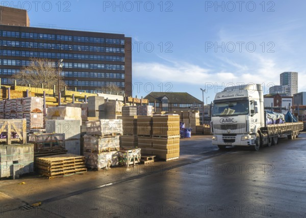 AABC Group The Merchants Choice truck lorry vehicle, Jewson Greyfriars Road timber yard, Ipswich, Suffolk, England, UK