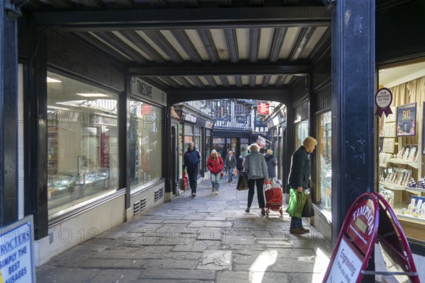 Shops and shoppers in The Walk shopping alleyway in town centre of Ipswich, Suffolk, England, UK