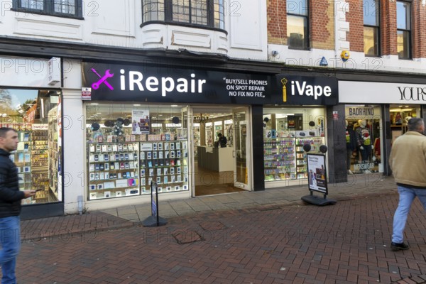 IRepair iVape shop store phone repair and vaping supplies, Tavern Street, town centre of Ipswich, Suffolk, England, UK