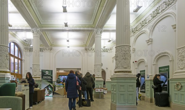 Historic classical style architecture interior of Lloyds Bank, Cornhill, town centre of Ipswich, Suffolk, England, UK architect Thomas William Cotman