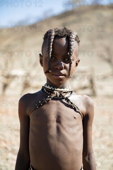 Portrait, Himba children, traditional Himba village, Kaokoveld, Kunene, Namibia