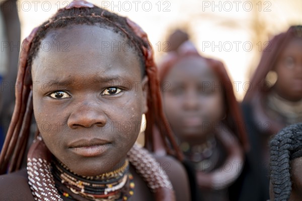Portrait, Himba woman, traditional Himba village, Kaokoveld, Kunene, Namibia