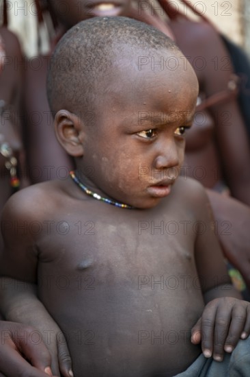 Himba child, traditional Himba village, Kaokoveld, Kunene, Namibia