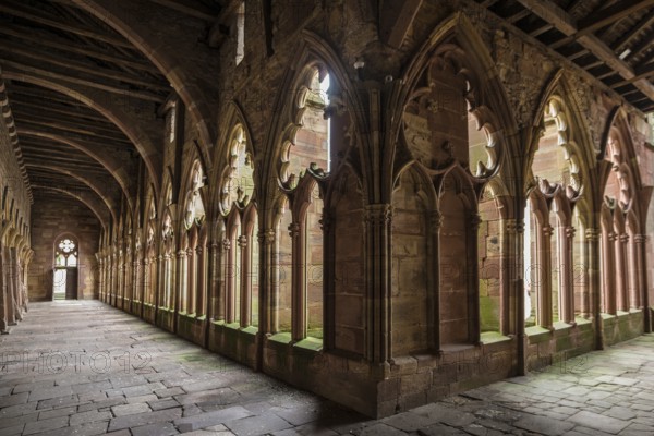 Cloister, Gothic Church of St. Peter and Paul, Saints-Pierre-et-Paul, Wissembourg, Weissenburg, Alsace, Bas-Rhin Department, France
