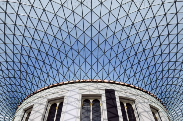 The spectacular glass roof in the Great Court of the British Museum in London, England, Great Britain