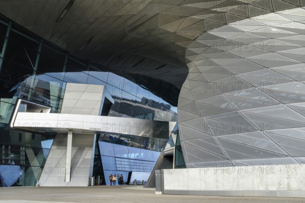 Modern, futuristic and deconstructivist architecture, BMW Welt Munich, Bavaria Germany