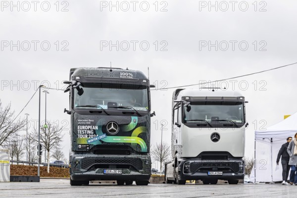 E-trucks from Daimler Truck are vehicles for CO2-neutral road haulage. eActros from Mercedes-Benz Trucks are the first all-electric trucks with a Meercedesstern. Stuttgart, Baden-WÃ¼rttemberg, Germany