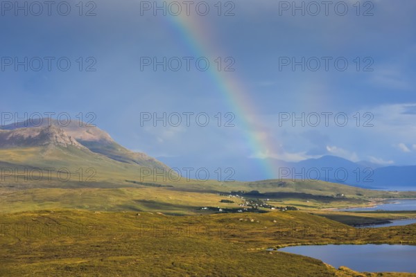 Rainbow over Western Highlands near Reiff, Scotland, Great Britain