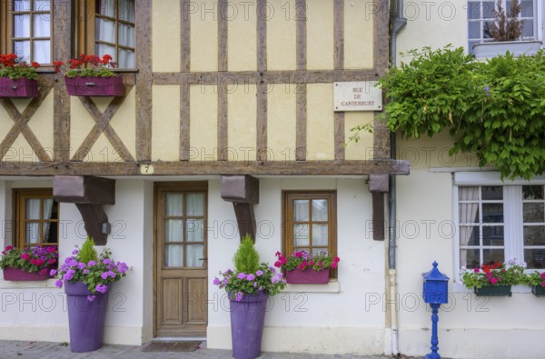 Timbered house on Rue Canterbury, Le Bec-Hellouin, Eure, France