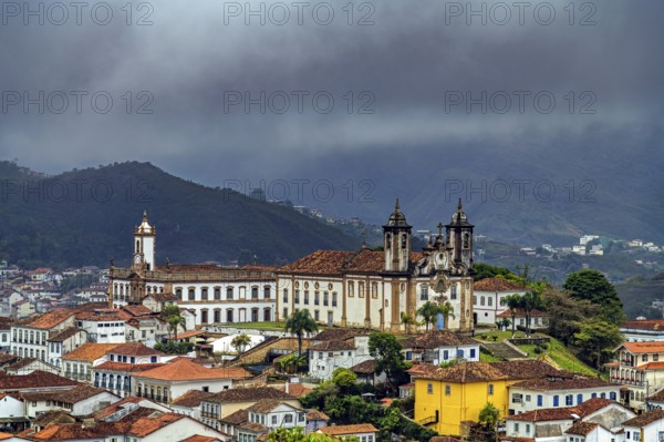 Dark, heavy clouds hung over the historic city of Ouro Preto before the storm, Ouro Preto, Minas Gerais, Brazil