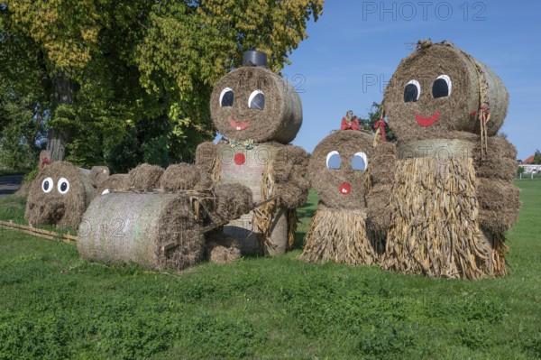 Straw figures for the 25th Thanksgiving on September 13, 2025 in Wedendorf, Mecklenburg-Western Pomerania, Germany