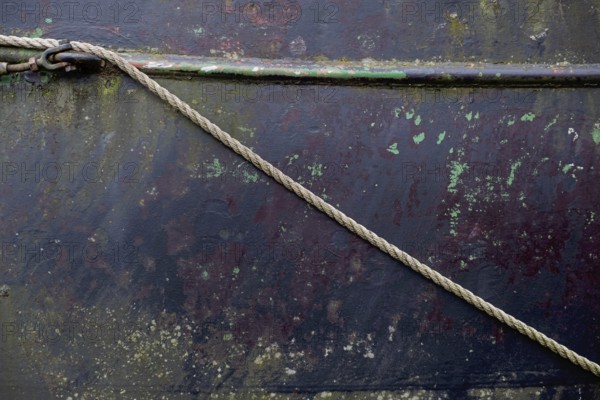 Rope, rope against old ship wall, background, texture, Lower Saxony, Germany
