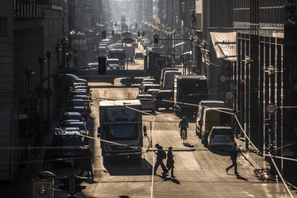 Traffic on FriedrichstraÃŸe in Berlin, looking south, Germany