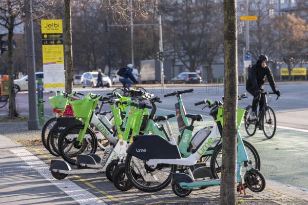 Jelbi Station der Berliner Verkehrsbetriebe, BVG, here BVG customers can combine various mobile sharing and public transport offers, providers of various e-scoots, bike offers, taxis, bus, train, Germany