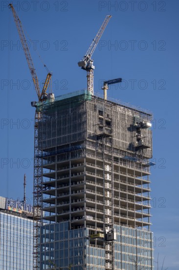Construction site of the high-rise office building The Berlinian, in the vicinity of Alexanderplatz in Berlin, Germany