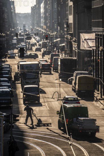 Traffic on FriedrichstraÃŸe in Berlin, looking south, Germany