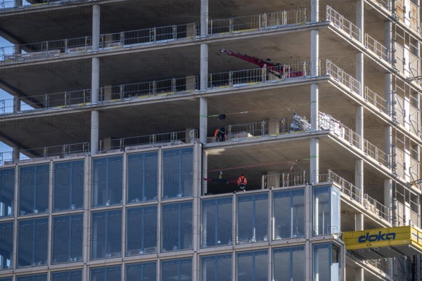 Construction site of the high-rise office building The Berlinian, in the vicinity of Alexanderplatz in Berlin, Germany
