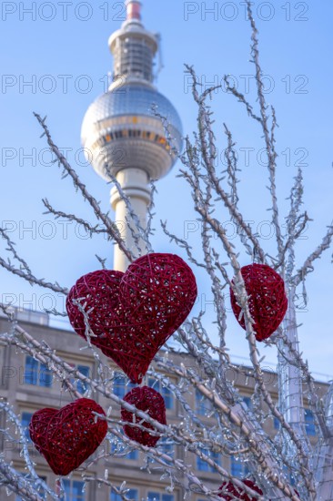 Berlin TV Tower dome, decoration at the Alexanderplatz Christmas market, Berlin, Germany