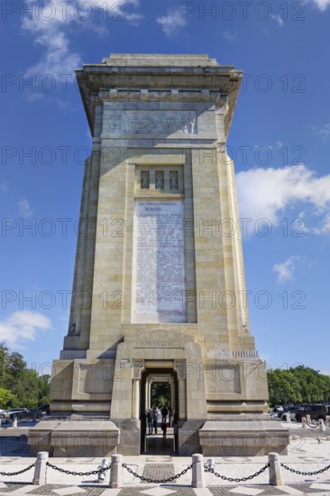 Side view of the Triumphal arch, Bucharest, Romania